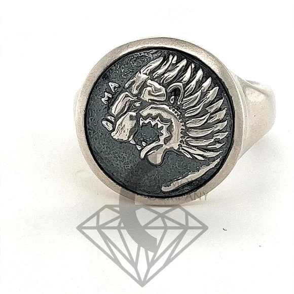 David Yurman PETRVS Lion Tag Coin Signet Men's Ring Size 5 Silver Brand New DY - Picture 4 of 10